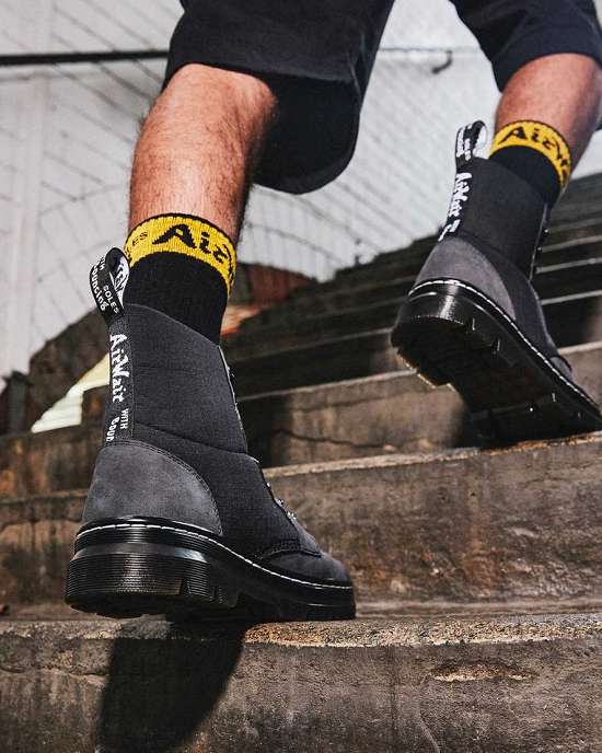 Botas Con Cordones Dr. Martens Combs Ii Trillium Utility Mujer Negros/Grises MX-45670